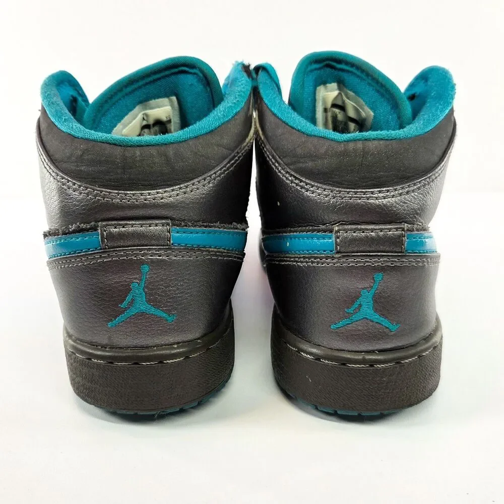 Nike Air Jordan 1 Mid GG Metallic Dark Grey Tropical Teal 5.5Y / 7W 555112-027